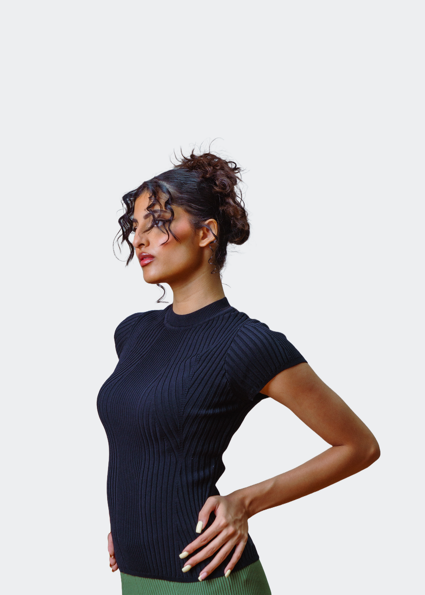 Elemental Onyx Black Knit Cap Sleeve Tee