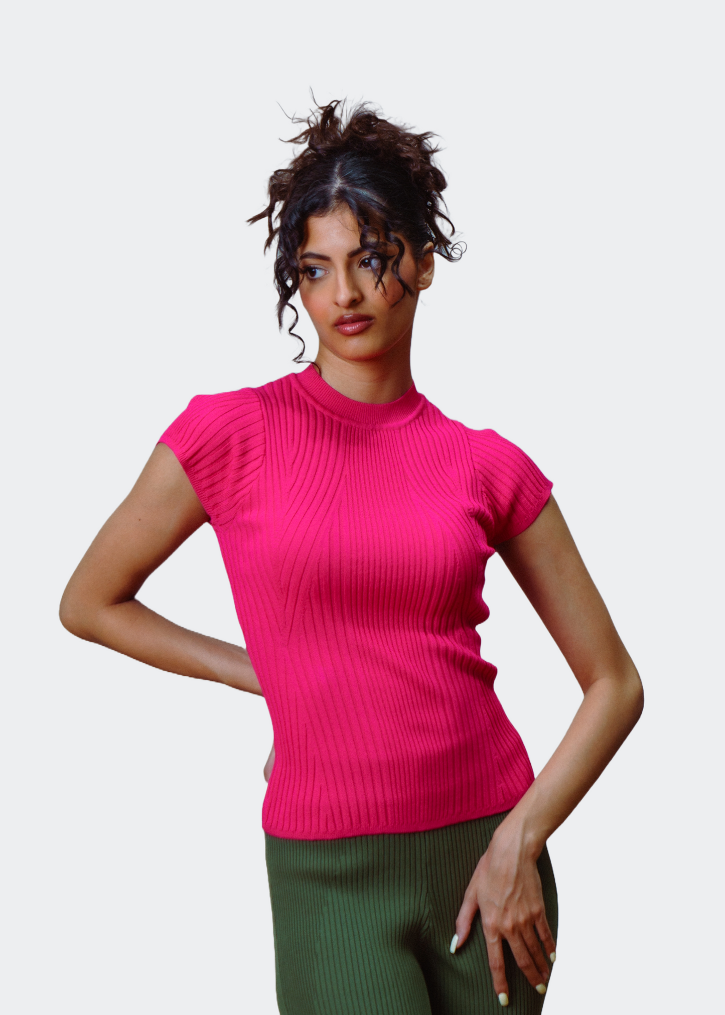 Elemental Dahlia Pink Knit Cap Sleeve Tee