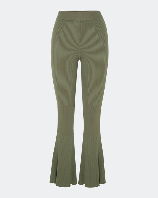 Elemental Olive Flared Knit Pants