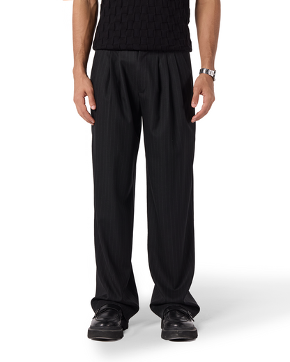 College Slacks Charcoal Pinstripe