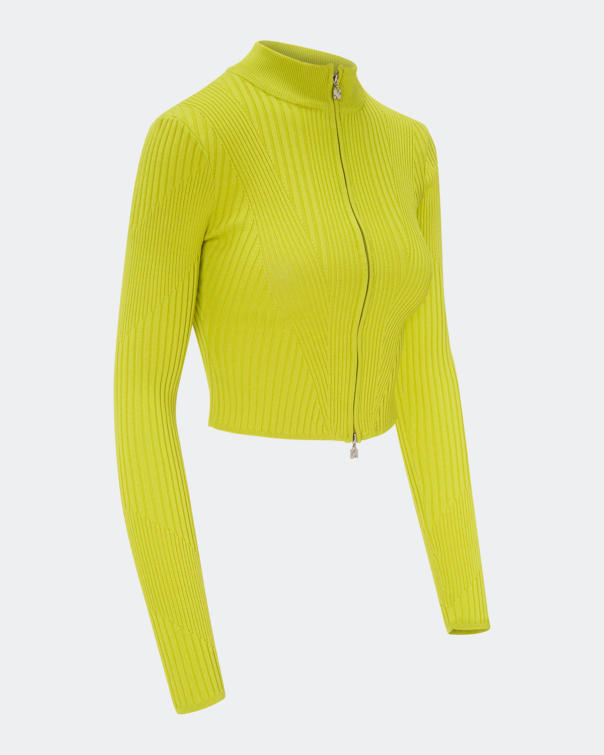 Elemental Lime Green Double Zipper Long Sleeve Cardi