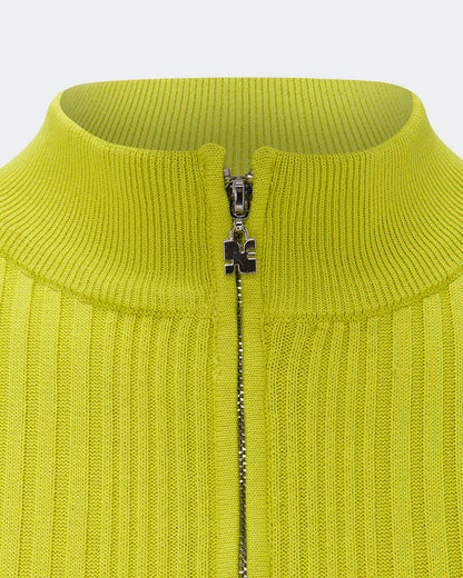 Elemental Lime Green Double Zipper Long Sleeve Cardi