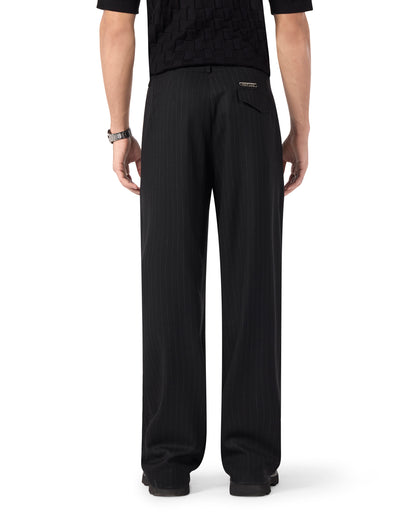 College Slacks Charcoal Pinstripe